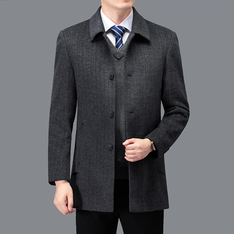 

2023 new arrival winter Double-sided wool coat thicked trench coat men,men's smart liner detachable casual woolen jackets