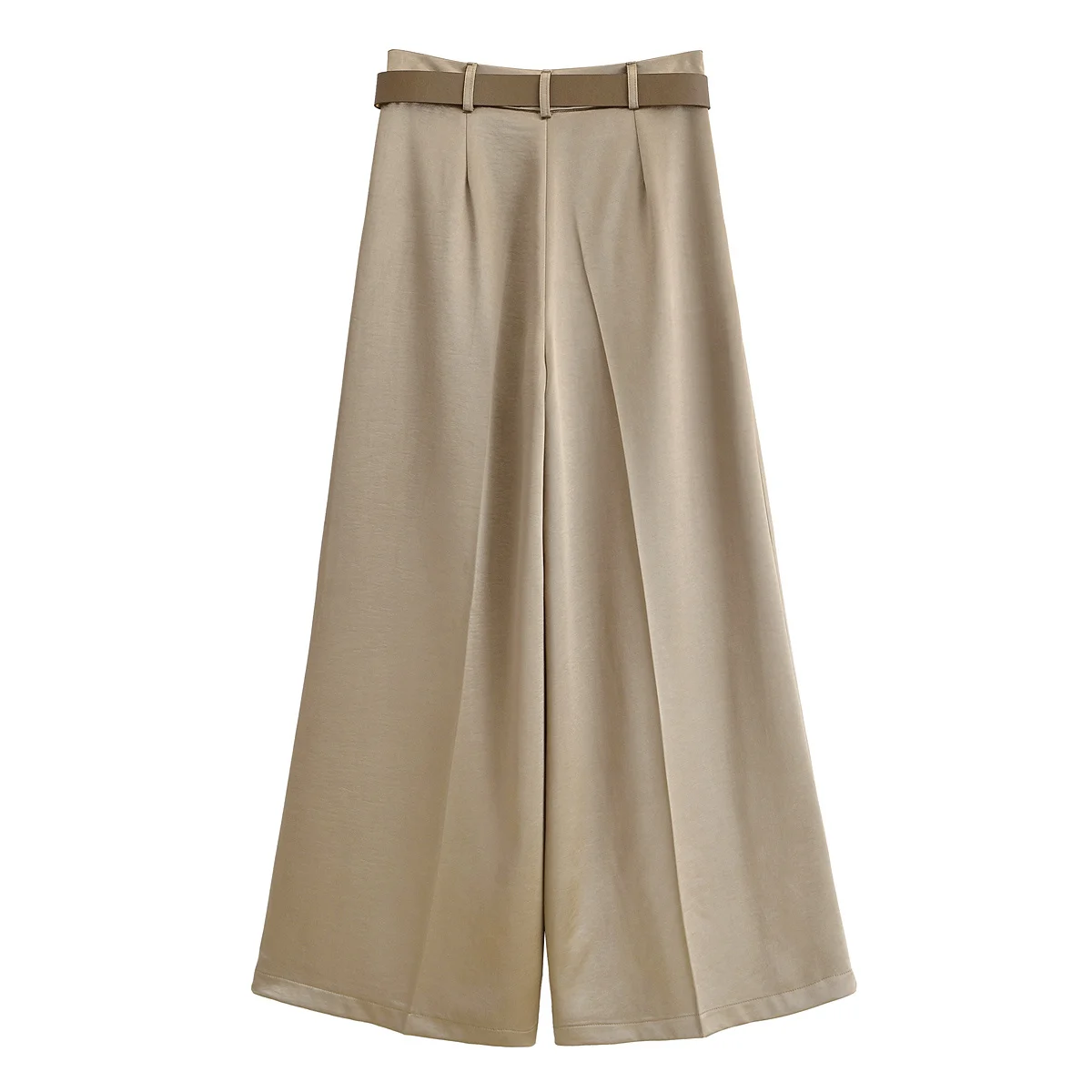 RARA2025 Estate nuove donne abbigliamento moda cintura versatile trama in raso pieghettato pantaloni casual a gamba larga