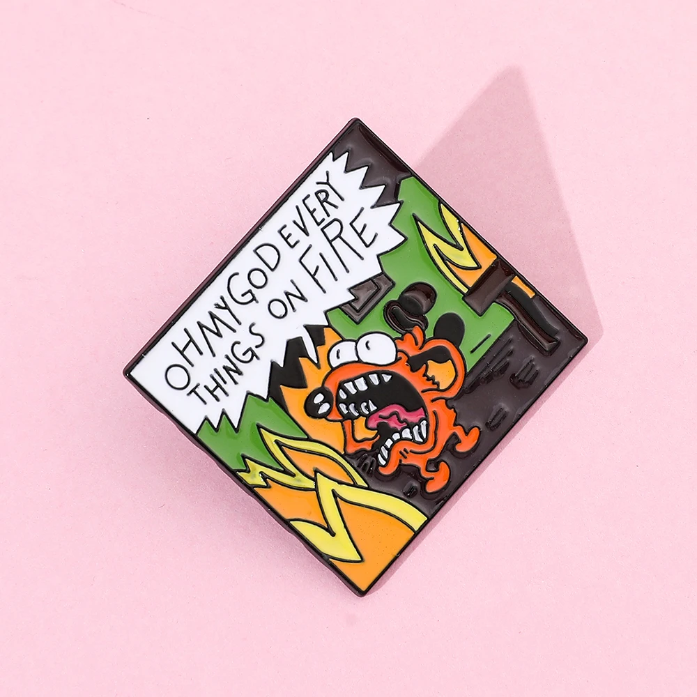 THIS IS NOT FINE Enamel Pins Custom Cartoon Dog Brooches Lapel Pin Fire Elf Japanese Anime Badge Jewelry Gift Fans Friends