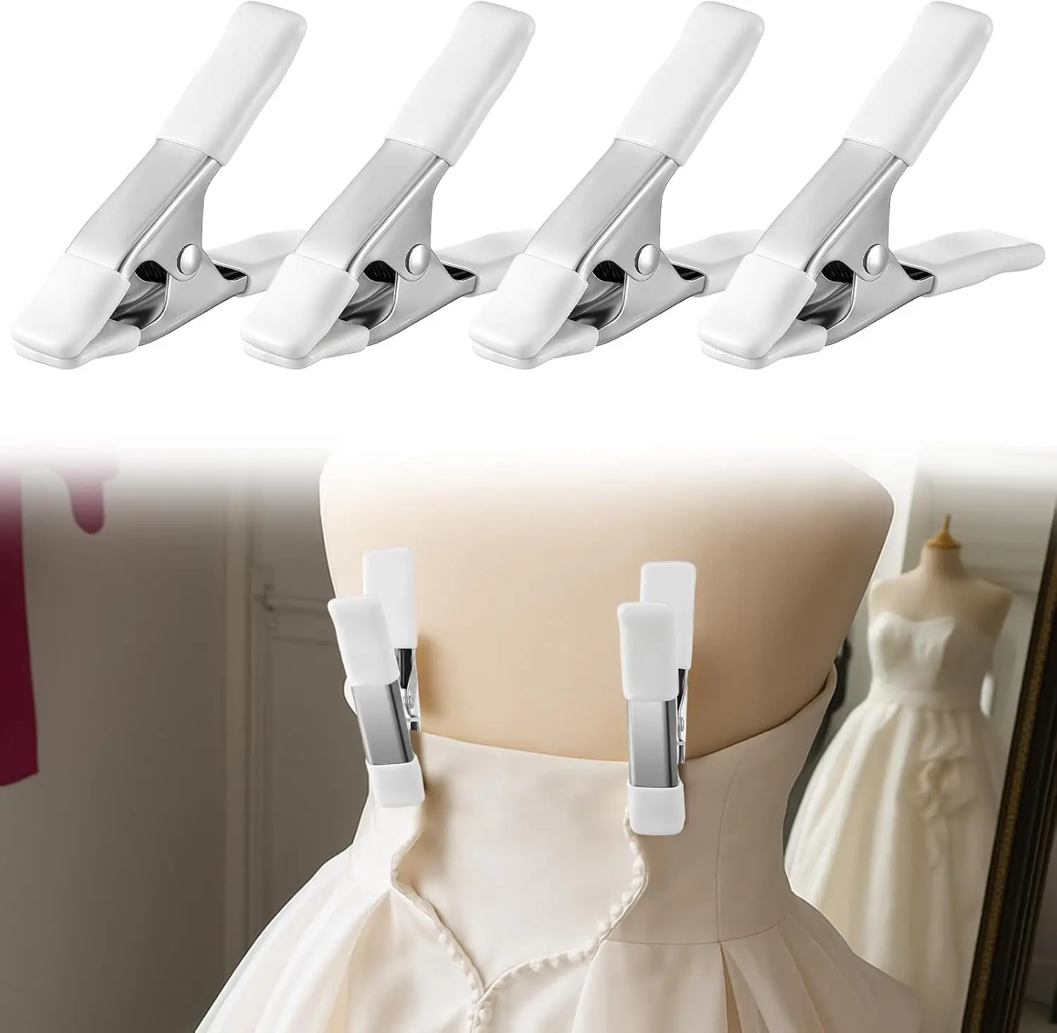 

4 Pack 4.17 Inch Dress Clips Clothing Clamps for Fitting Bridal Seamstress Mannequin Heavy Duty Fixed Clamp