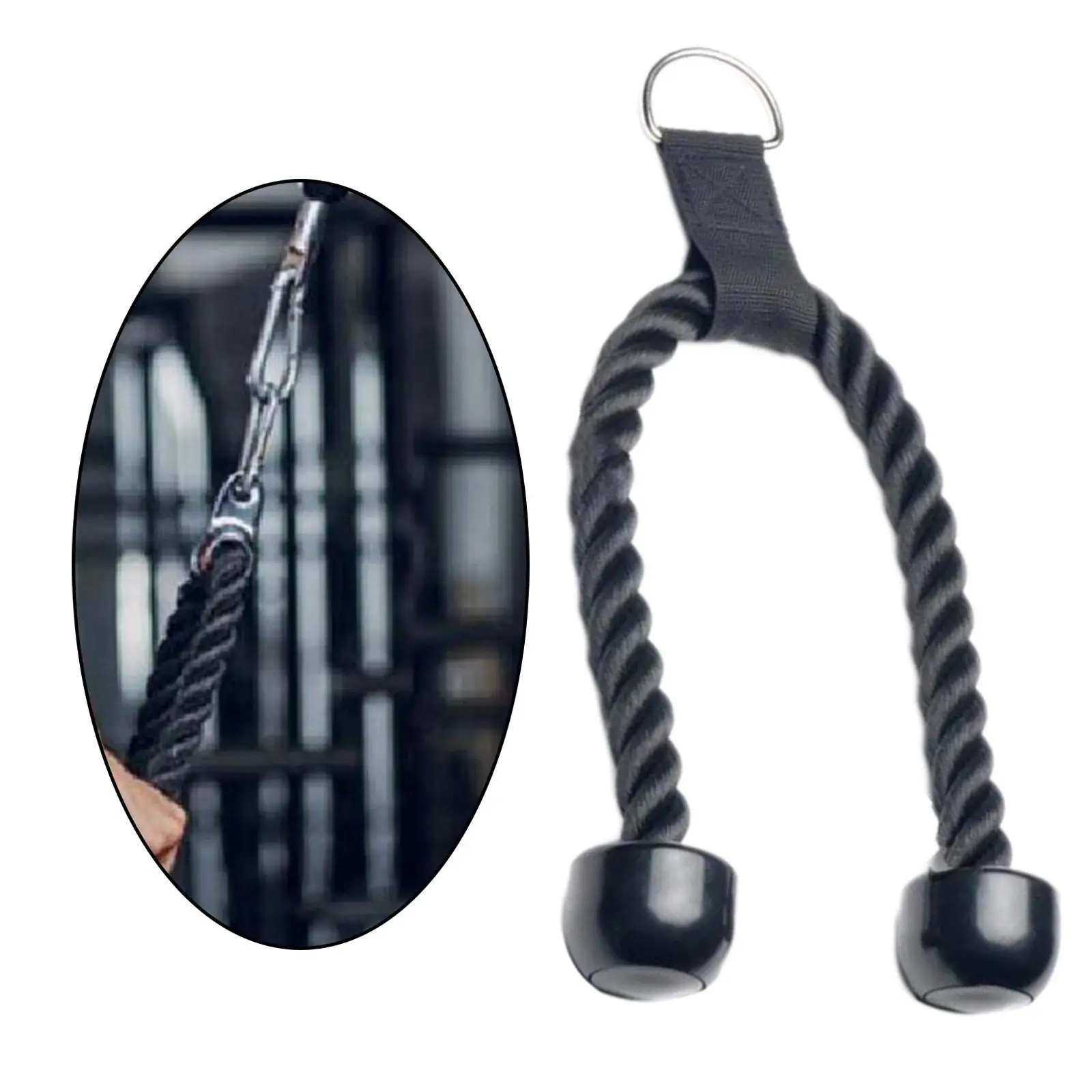 Tricep Rope Pull Down Cable Heavy Duty Pulley Attachments Accessories Trainer Rope Black for Fitness Shoulder Muscle Workout Gym