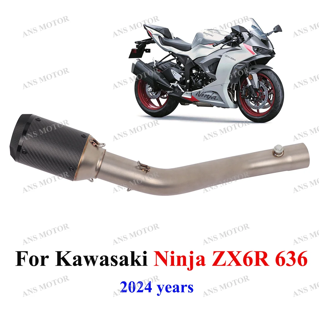 

For KAWASAKI Ninja ZX6R 636 2024 Years Motorcycle Exhaust Slip On Escape ZX6R Exhaust Carbon Fiber Muffler