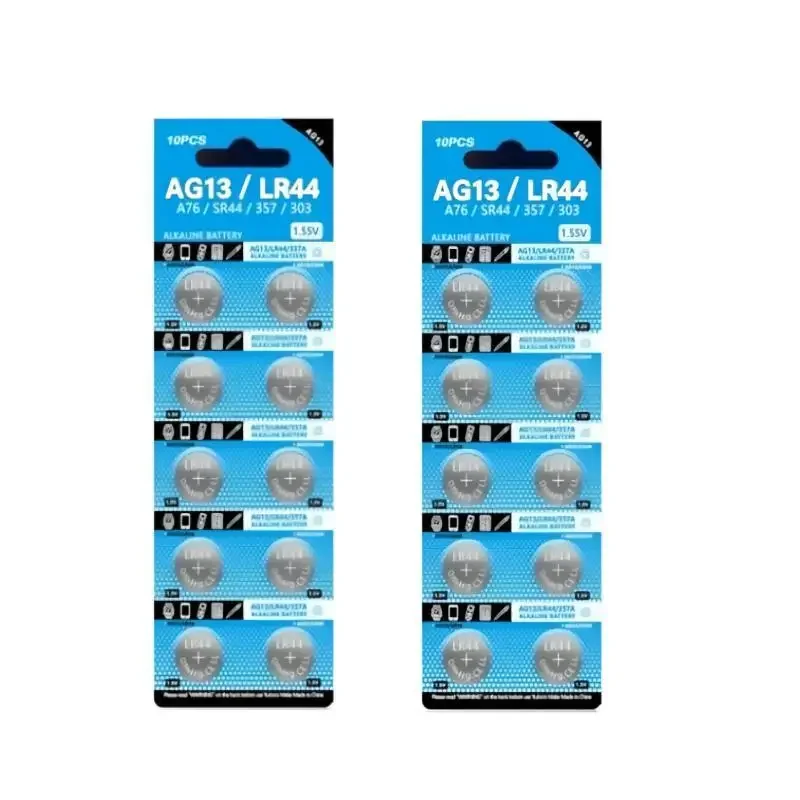 100PCS AG13 Button Battery LR44 A76 357 357A LR1154 SR1154 SR44 Alkaline Coin Cell For Watch Calculator Car Key Remote Clock