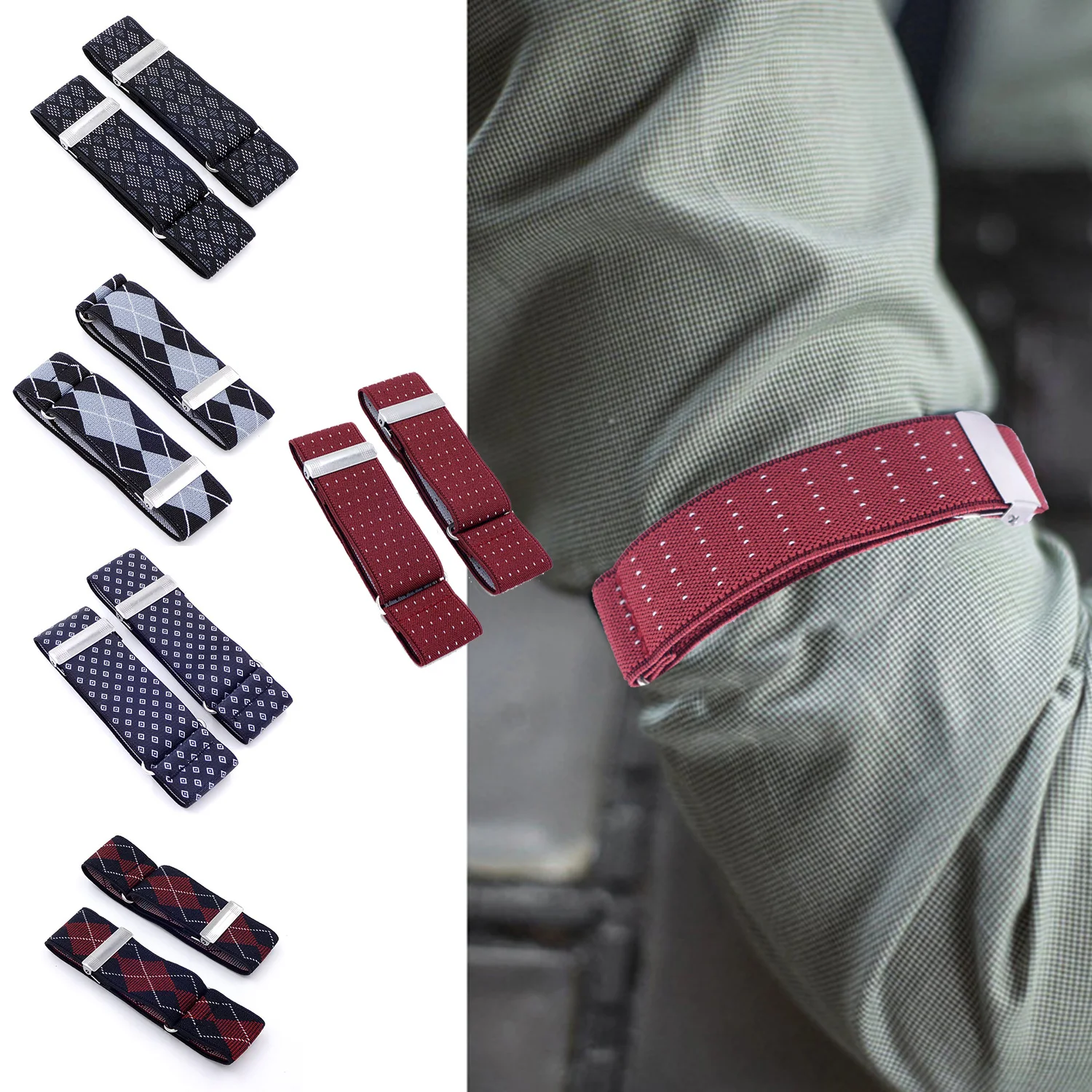 1 Pair Men Elegant Shirt Anti-slip Elastic Armband Sleeve Bartender Cuff Holder Arm Warmers  Groom Elastic Garter Gift