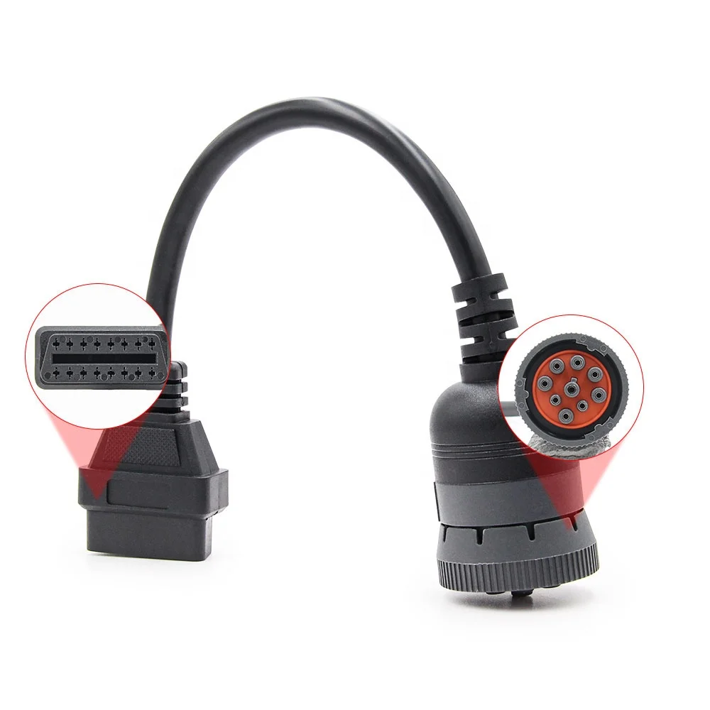 Super Quality J1939 9pin to OBD2 Adapter for Cummins 9pin Connector Truck Diagnostic J1939 Converter