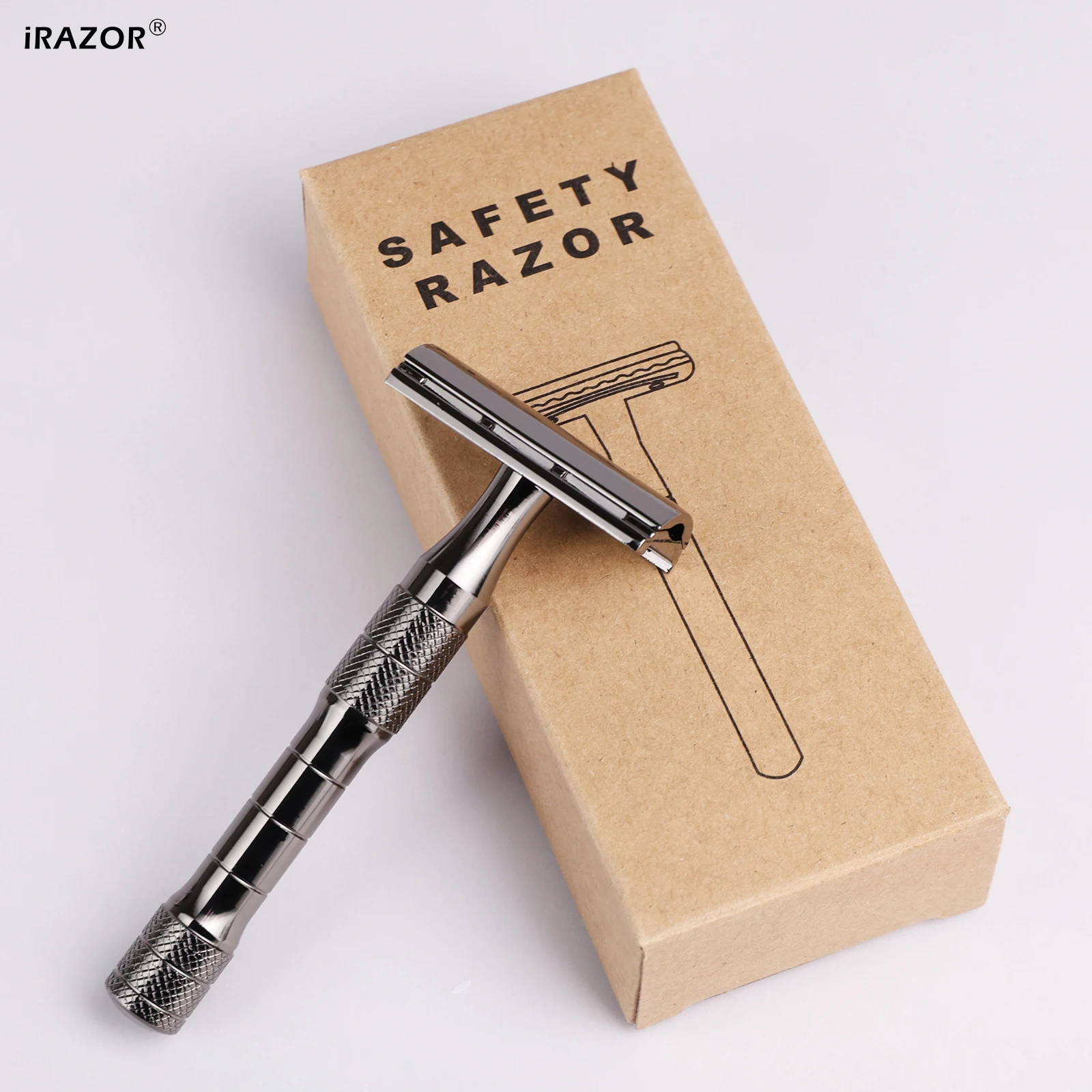 iRAZOR Traditional Double Edge Safety Razor for Men with 10 Original Blades Smooth Reusable Eco Friendly Shaver Machine