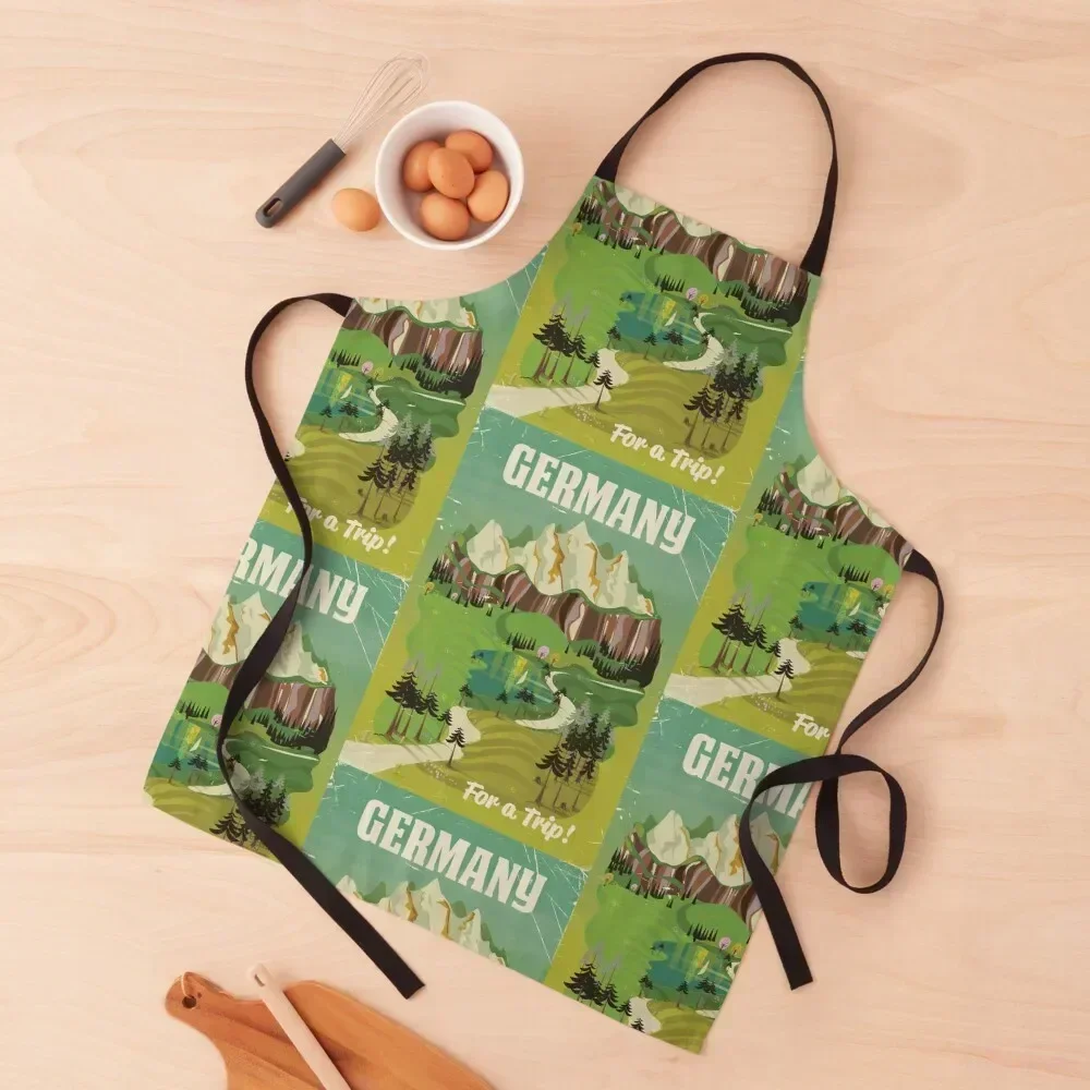 

Germany vintage style travel poster Apron restaurant accessories Kitchen cleanings Kitchens Accessories Apron