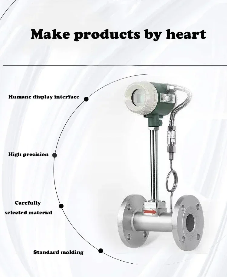 Professional Manufacturers 12-24V High precision Long Life Digital 4-20ma Vortex Flowmeter Liquid Gas Flow meter