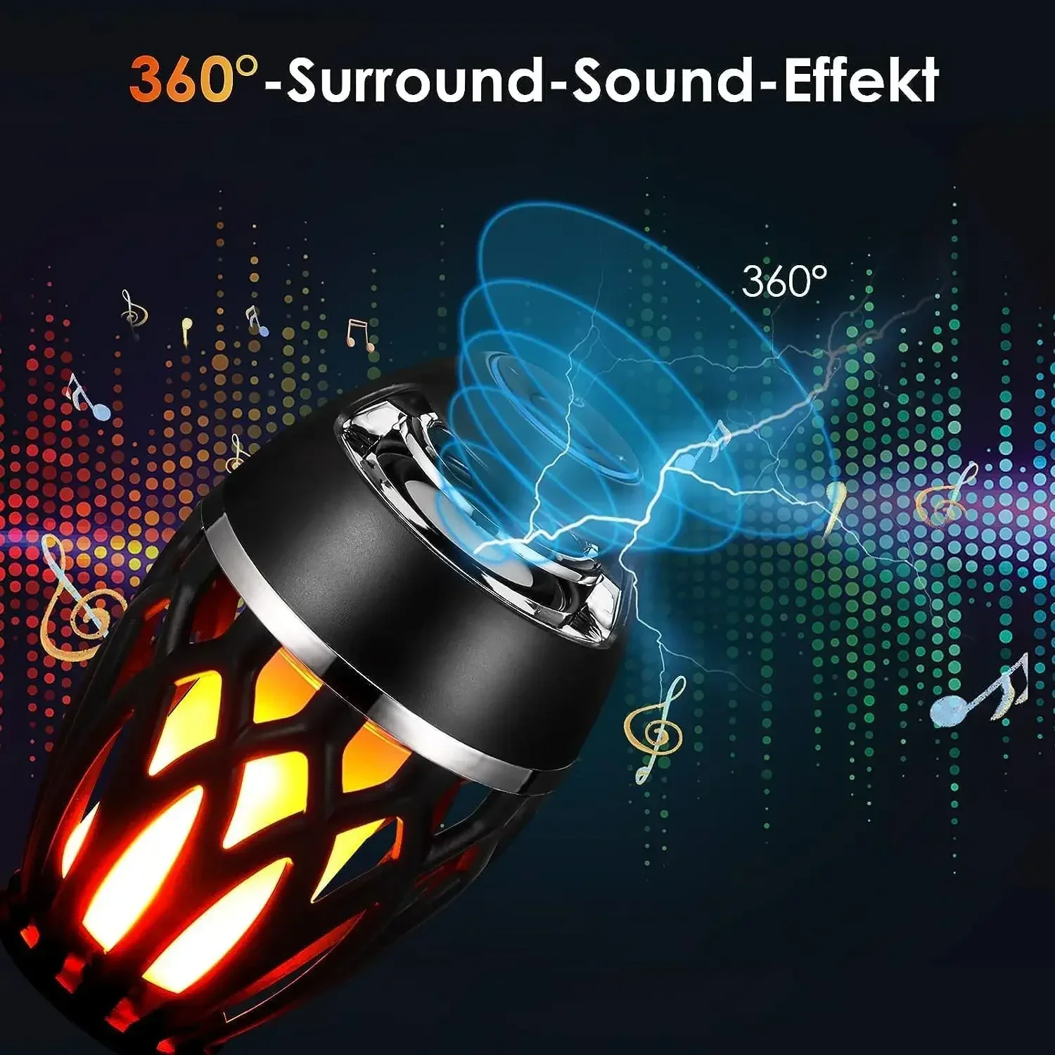USB Charging Wireless Bluetooth Speaker Flame LED Lamps Small Outdoor Bluetooth Flame Atmosphere Light For Camping Desktop