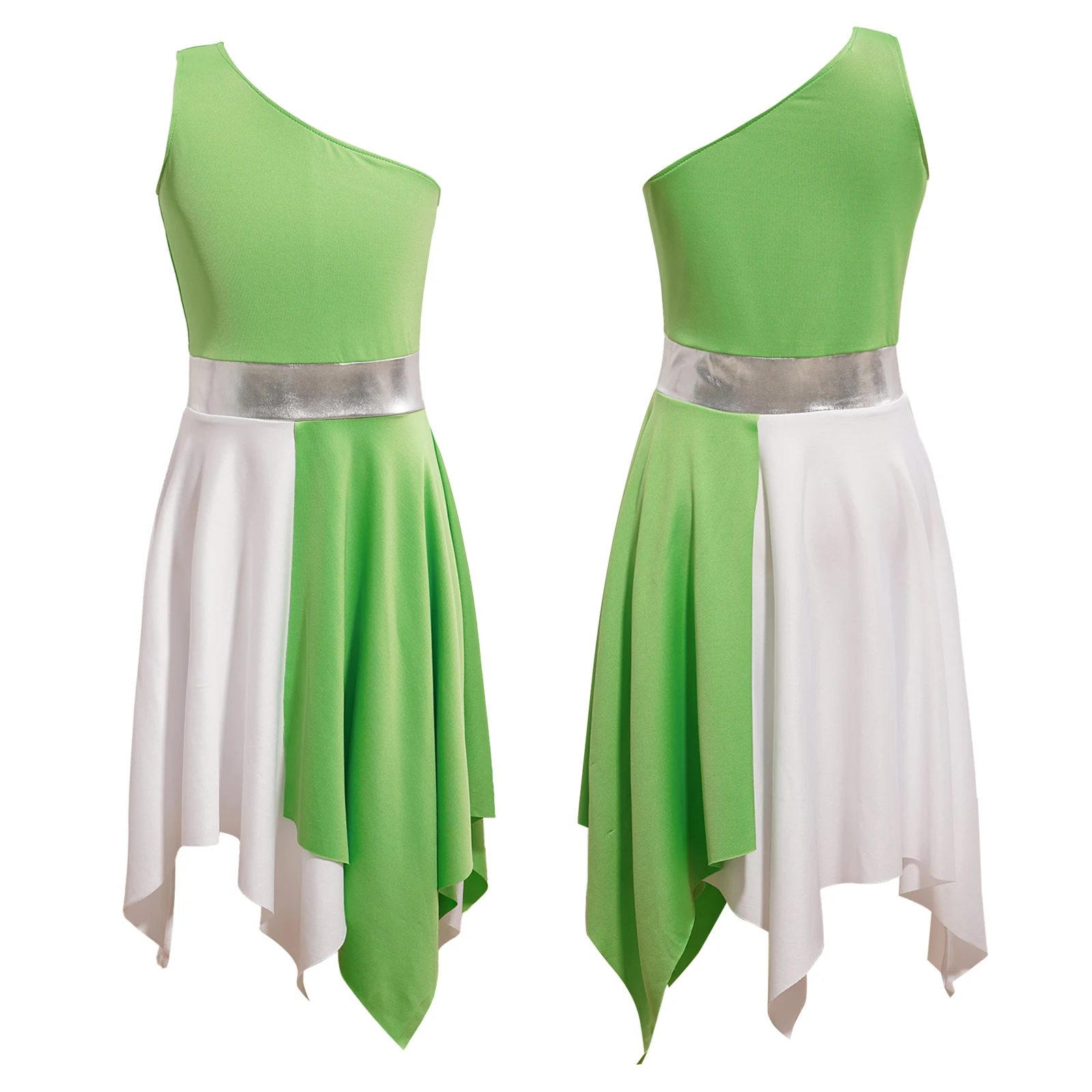Girl's Praisewear Lyrical Dance Costume One Shoulder Church Modern Praise Dancing Dress Worship Robes Liturgical Dancewear
