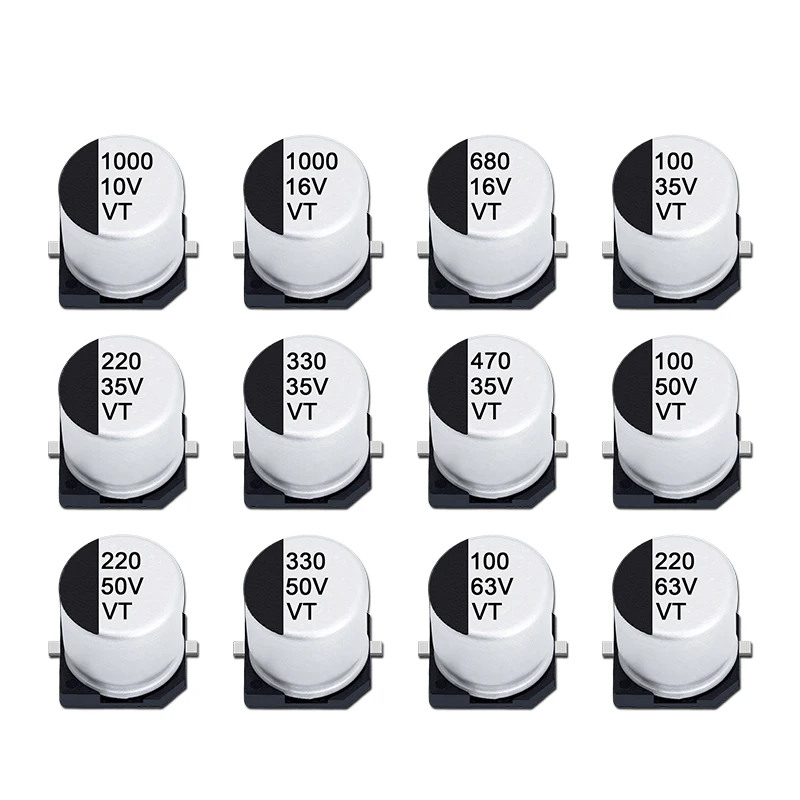 (10PCS) 10X10 10V/16V/25V/35V/50V/63V SMD Aluminum Electrolytic Capacitor 100UF/220UF/330UF/470UF/680UF/1000UF 2P 10*10.5MM ±20%