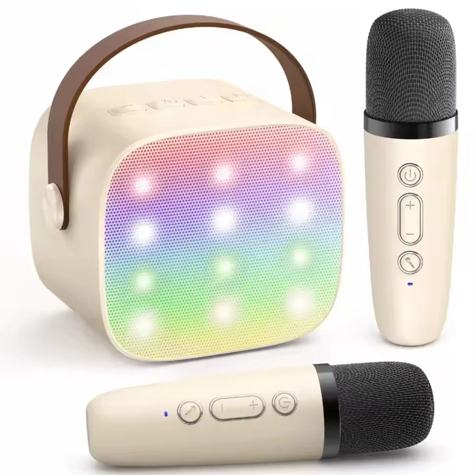 Mini macchina per karaoke On-The-Go - Altoparlante Bluetooth con 2 microfoni wireless, presa Tf/aux/auricolare, ricaricabile per divertimento in viaggio