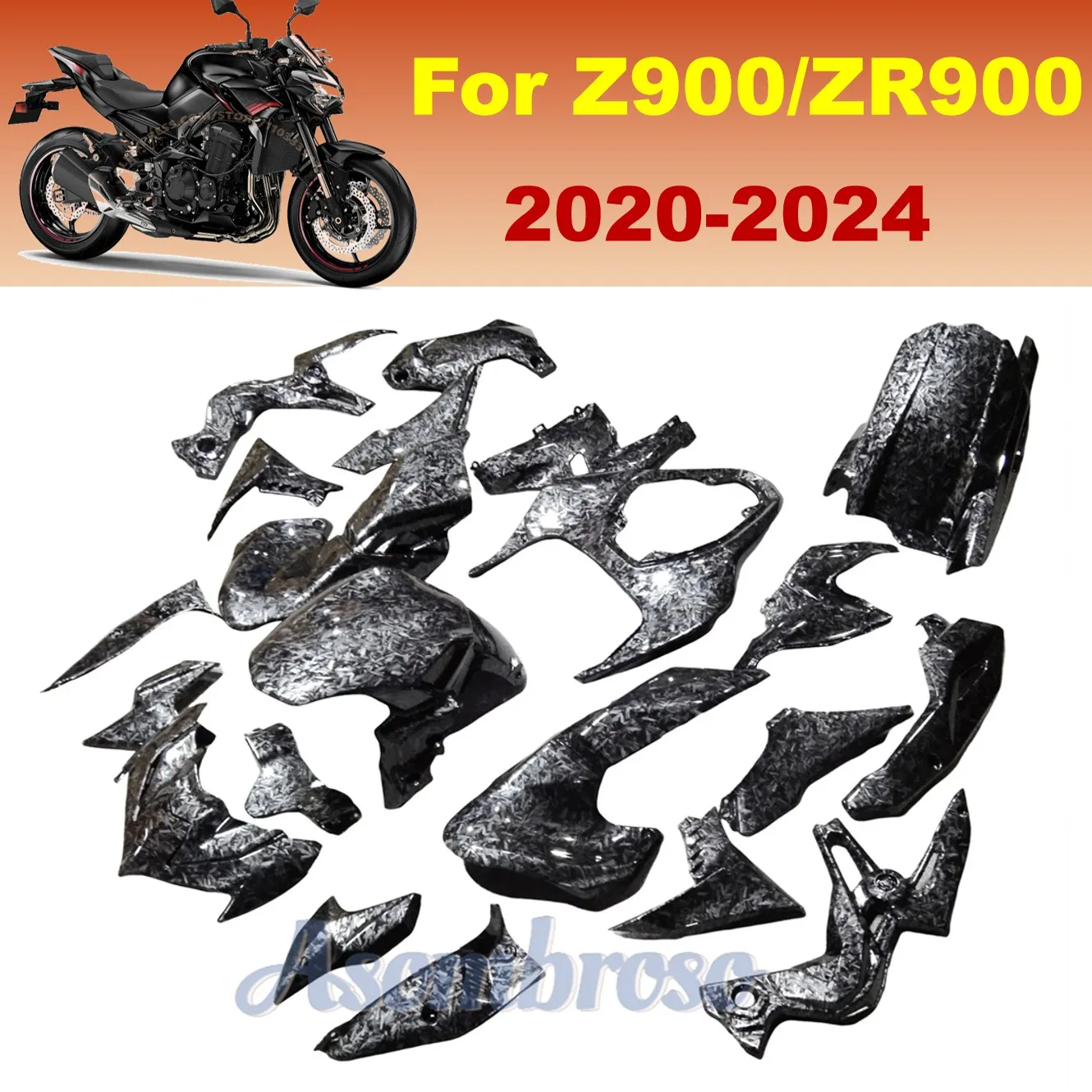 Полный комплект обтекателя из кованого углеродного волокна для Z900 2020 2021 2022 2023 2024 ZR900 20 21 22 23 24 Мотоциклетный кузов из АБС-пластика