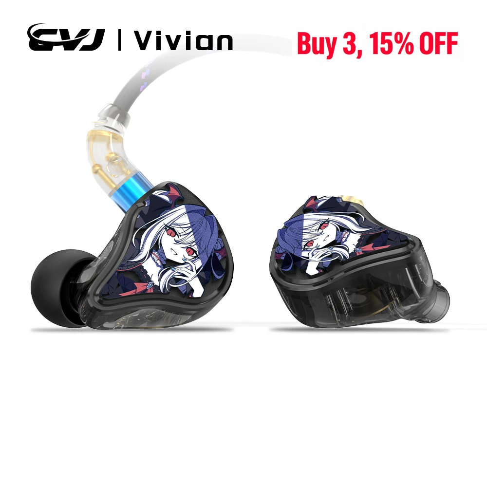 Auricolari In-Ear CVJ Vivian con Driver Dinamico da 10mm, Cuffie Cablate di Qualità HiFi, Connettore da 3.5mm, Cavo Staccabile da 0.78MM con Microfono