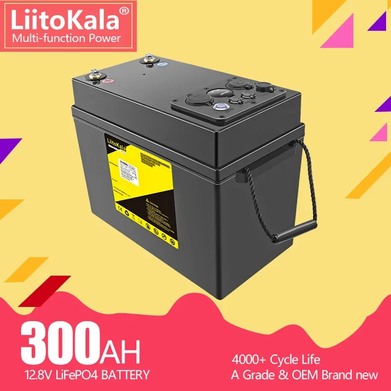 Batería de litio LiFePO4 de 12V, 300Ah, BMS, 4000 ciclos, para RV, campistas, carrito de Golf, todoterreno, red Solar, eólica
