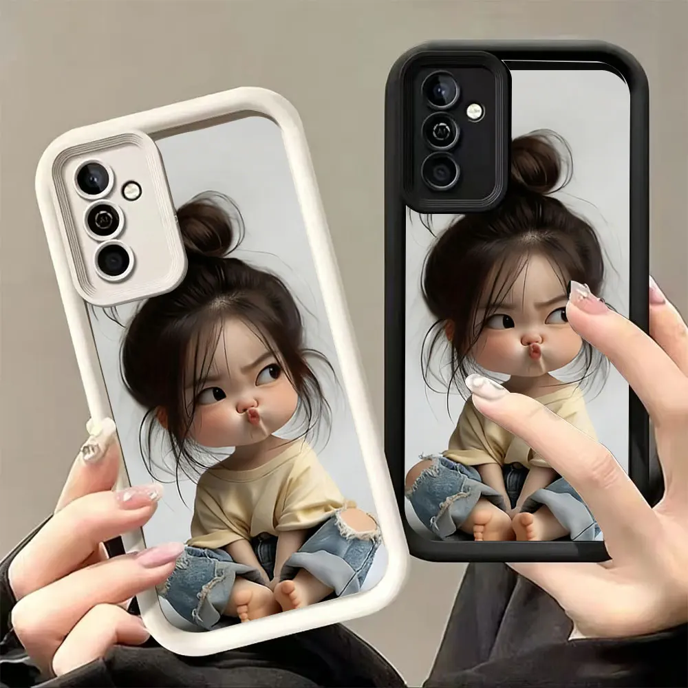 Meatball Head Girl Silicone Shockproof Phone Case For Samsung Galaxy S26 S25 S24 S23 S22 S21 S20 Ultra Plus FE 2022 5G Cover