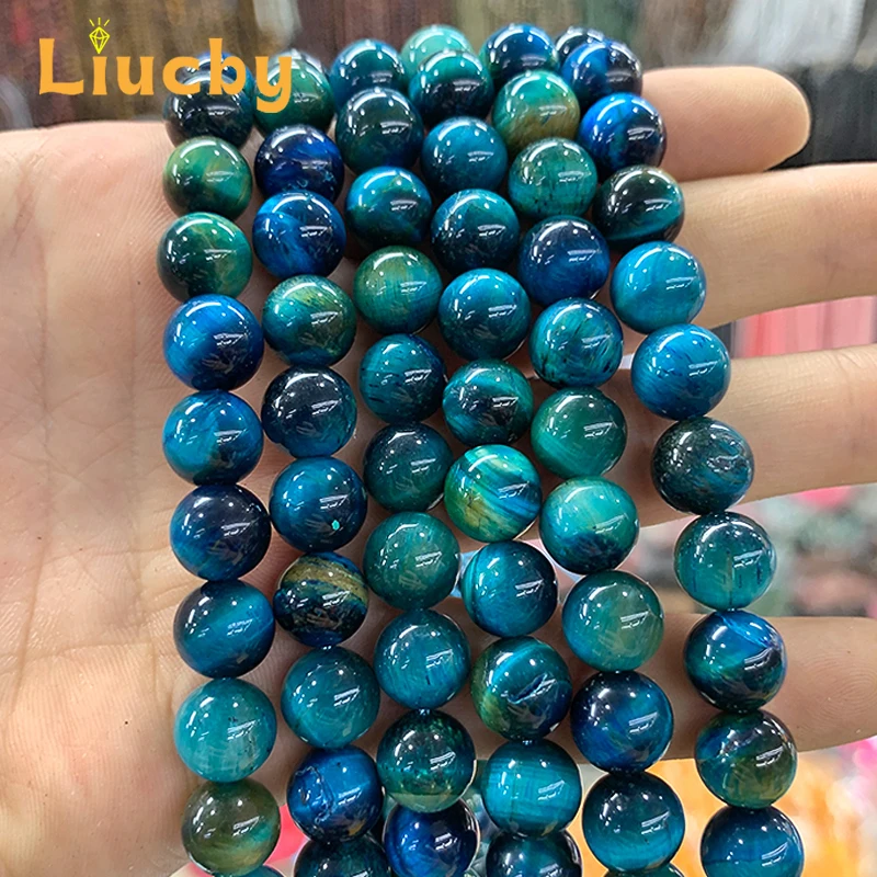 Natural Multicolor Blue Tiger Eye Stone Round Beads Smooth For Jewelry Making DIY Bracelet Necklace 15