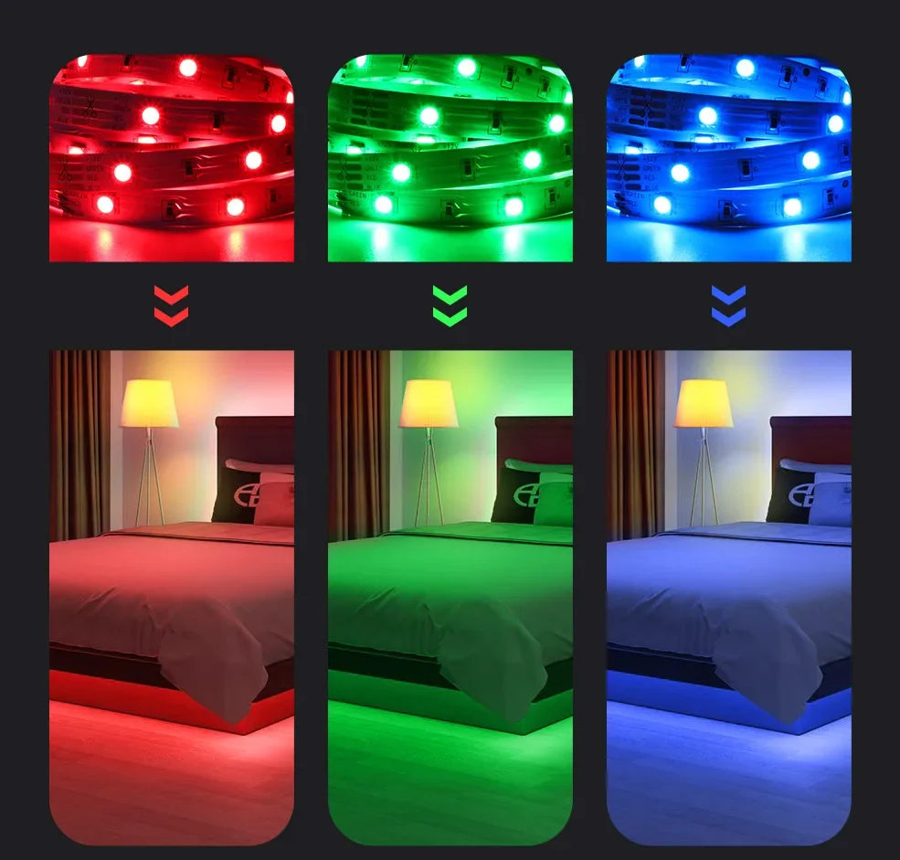 Tira de luces LED RGB para decoración de Navidad, cinta de luces para habitación, TV, USB, Bluetooth, juego, neón, 10m, 20m