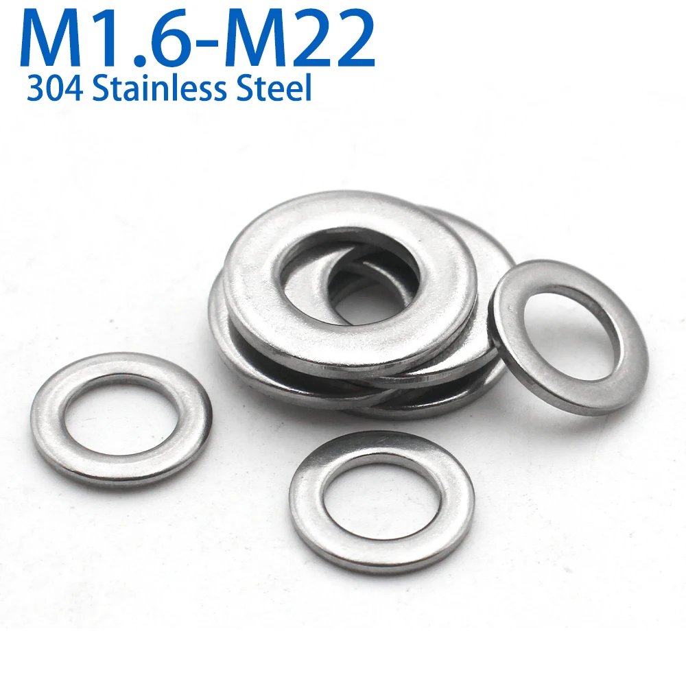 2-100pcs M1.6/M2/M2.5/M3/M4/ M5/M6/M8/M10-M22 Large Flat Washer DIN9021 304 Stainless Steel Big Metal Gasket Meson Plain Washers