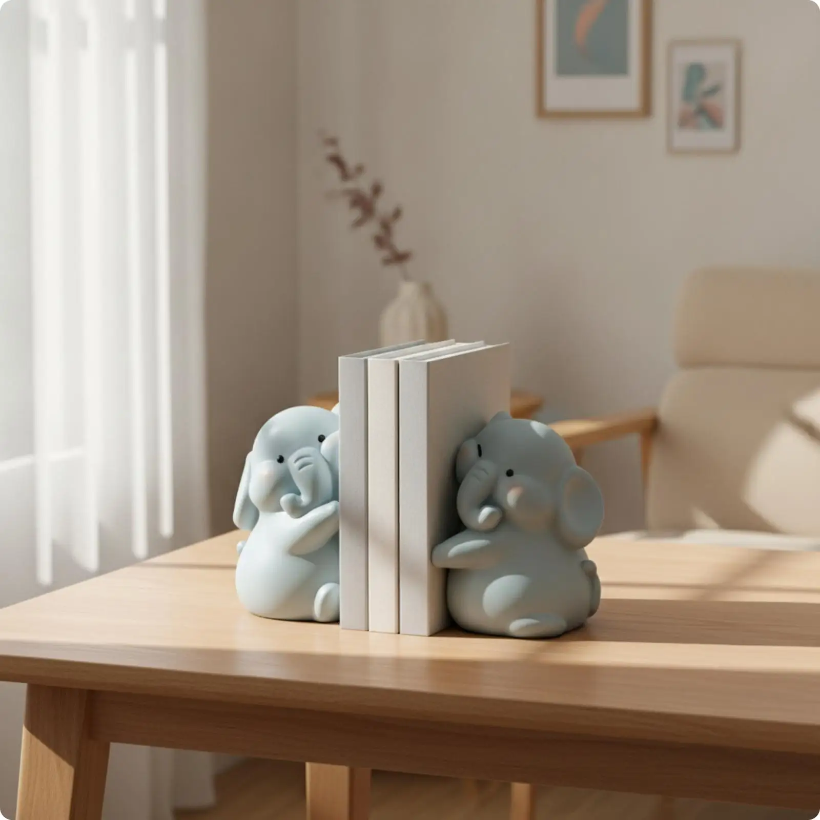 Duck Bookends Cute Resin Bookends Cartoon Book Ends for Kids, Students, Children's Room, Reading Corner, Office Shelf