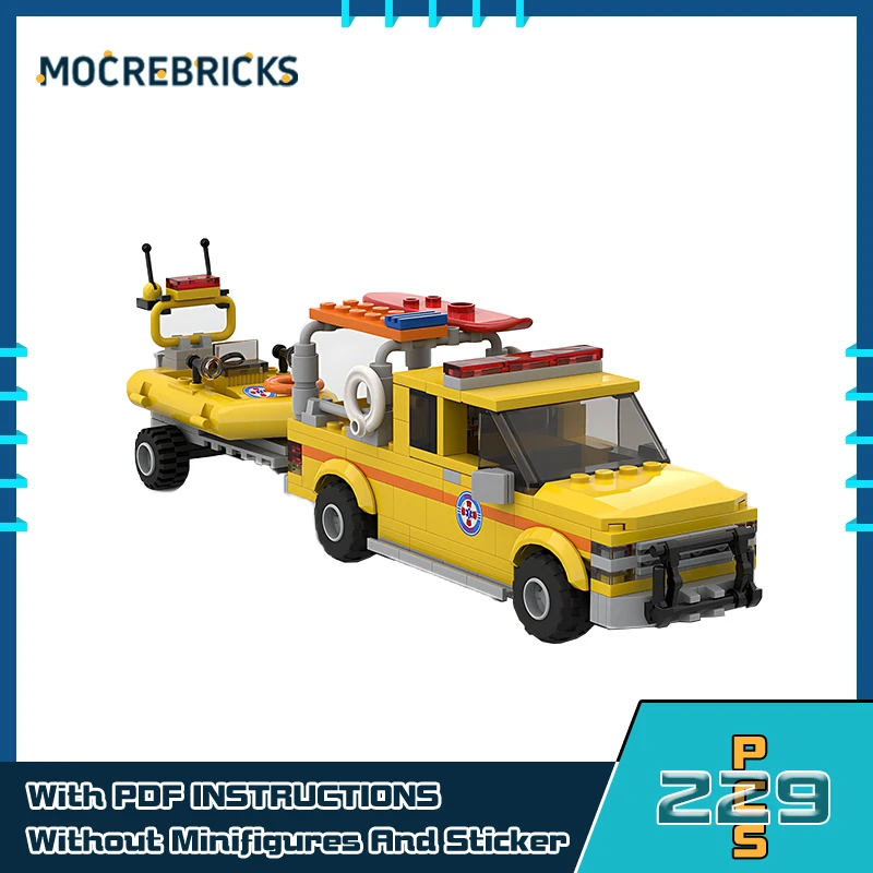 

Hot Selling Beach Rescue Vehicle Model MOC-145190 City Service Car Building Blocks DIY Assembly Bricks Toy Children's Gift