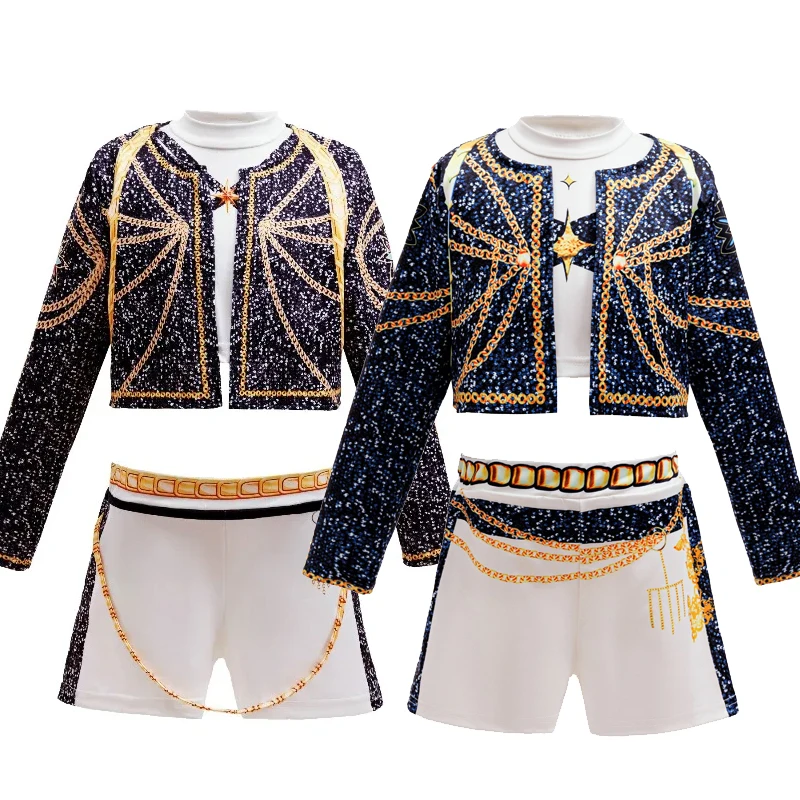 Mädchen 3-teiliges Set Cosplay-Kostüm Bühnenauftritt Verkleidung Uniform Kinderparty-Kostüme 2026 Sommer Modekleidung
