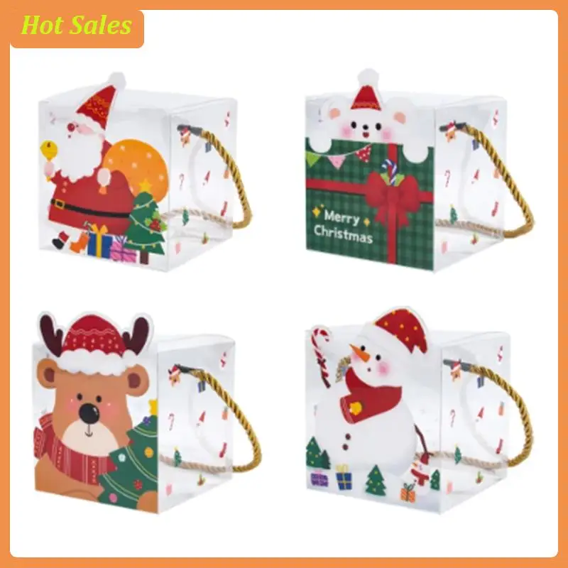 

AA05 20PCS Christmas PVC Square Clear Candy Gift Box Gifts Packaging Box New Year Merry Christmas Decor Navidad Supplies