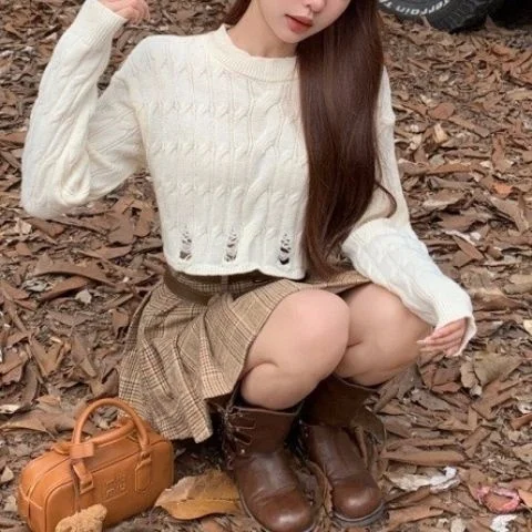 Crop Top Pullover Kawaii Donna Concerto Prestazioni Semplice Regolare Casual Quotidiano Basic Moda Donna Gioventù Adolescente Preppy College