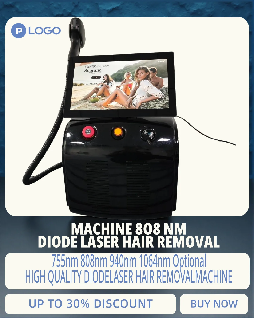 2026 New 4000W Ice Titanium Soprano Diode Laser Hair Removal Machine 808nm 755nm Alexandrite 1064nm Tri-Wavelength 4 Waves Perma