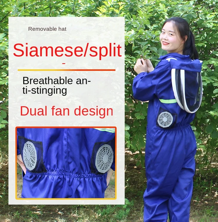 Anti-Bee Suit Full Set of Breathable Beekeeping Clothing Clothes with Fan Breathable Beekeeping