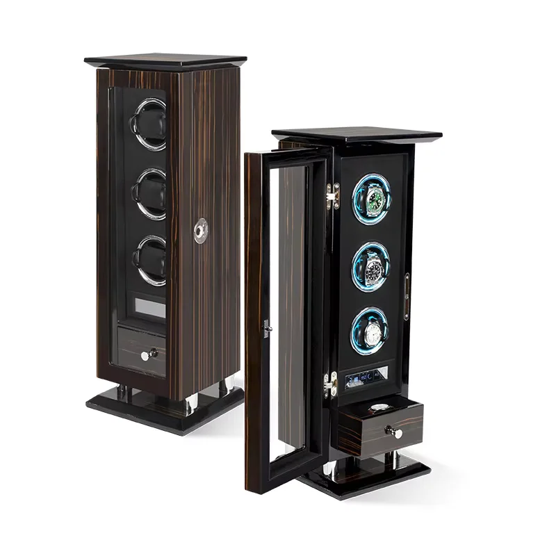 Luxury Watch Winder Box Fingerprint Unlock Mechanical Watches Safe Box Automatic Winding Collection Gradient Atmosphere Lamp