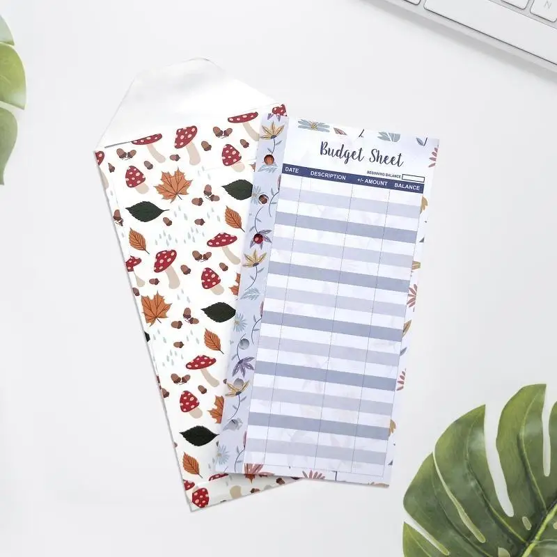 

M5TB 12Pcs Budget Envelopes Set with Blank Stickers Binder Budget Sheet Cash Wallets