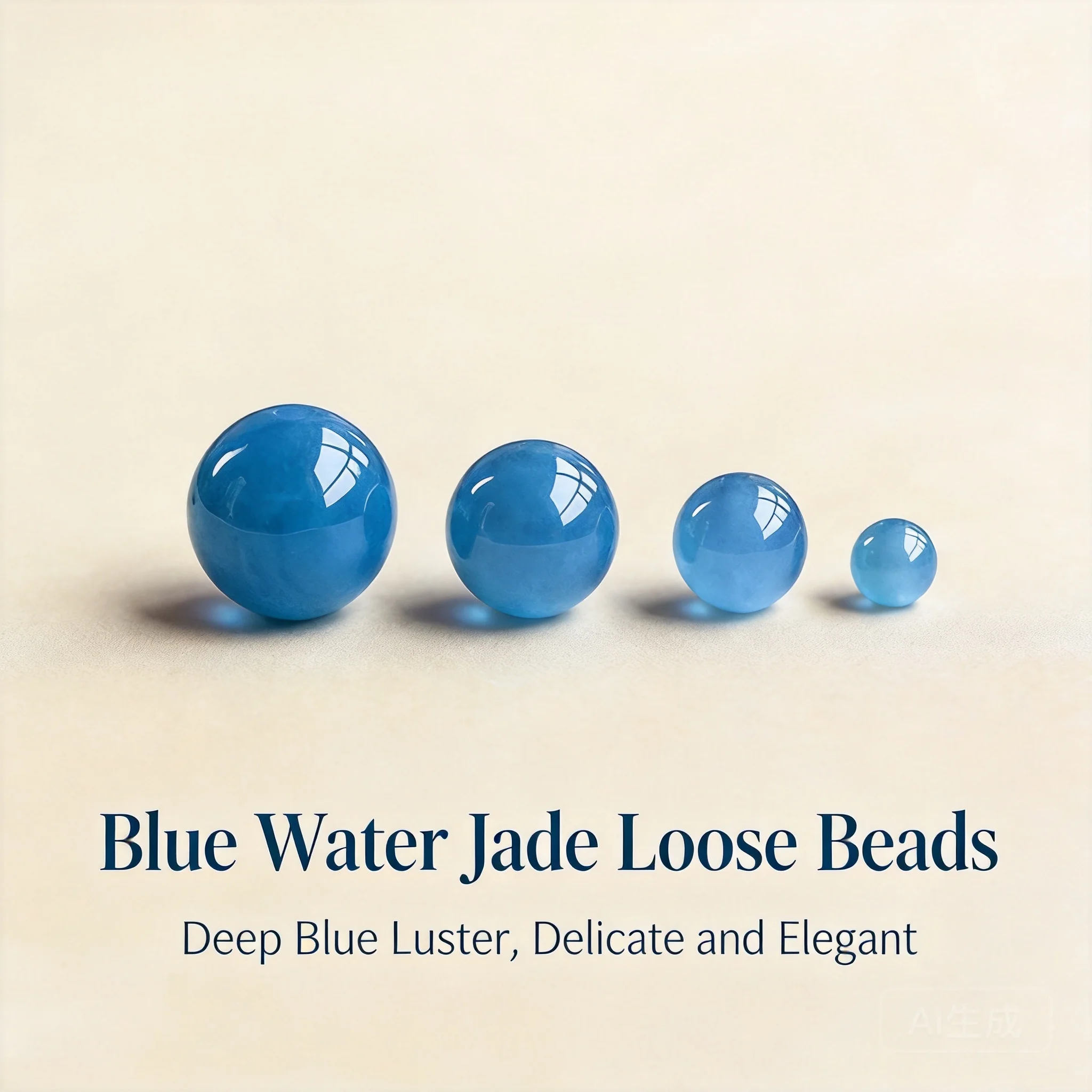 Perles de jadéite bleu glacial naturel de qualité 7A, style chinois, porte-bonheur, pour la création de bracelets, colliers et bijoux DIY