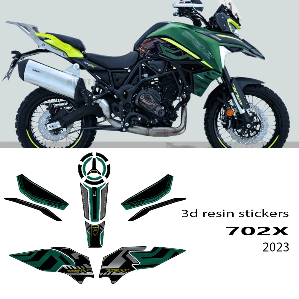 Autocollant 3D Trk702x, accessoires de moto, Kit d'autocollants en résine époxy Gel 3D, tampon de réservoir pour Benelli TRK 702X TRK 702X2023