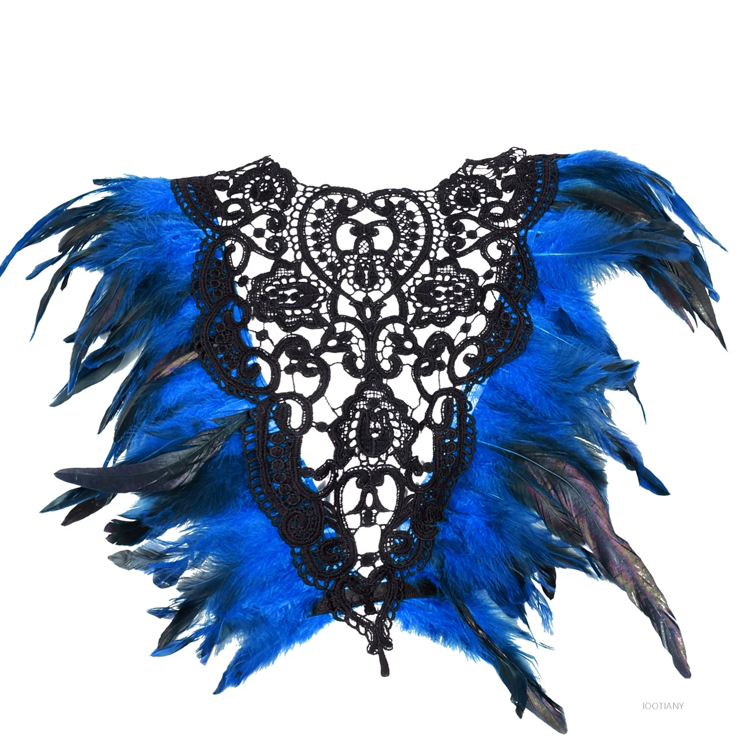 

Retro Punk Gothic Feather Collar Women's Lace Short Jacket Shawl Bird Witch Role-playing Shawl Halloween Party Rave Costume 2026