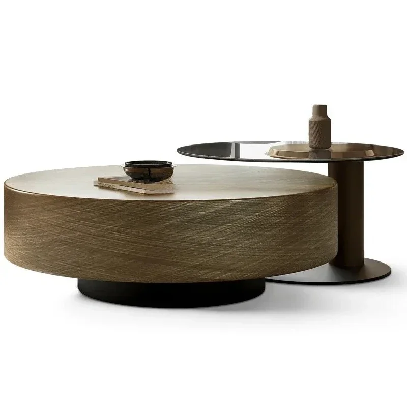 Y Italian coffee table minimalist  high-end round table bronze living room light luxury round brushed stainless steel  table