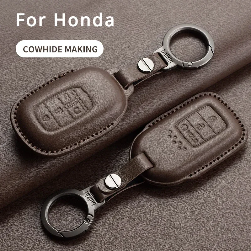 

Leather Car Key Case Cover for Honda Civic 11th CR-V HR-V Agreement Jade Crider Odyssey Accord City Jazz Pilot Ridgeline