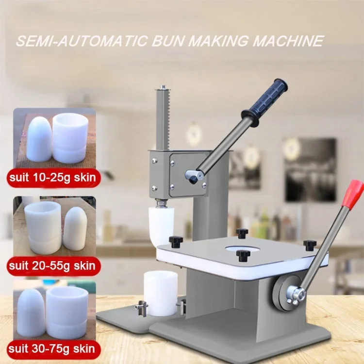 Semi automatic stuffed buns bread forming making machine manual dough ball to buns wrapper skin pressing machine