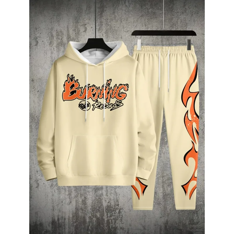 الربيع والخريف العصرية نمط الشارع الرياضة 3D المطبوعة الرجال العادية هوديي والوايفر قطعتين مجموعة