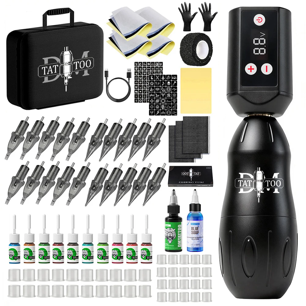 

Tattoo Gun Kit Adjustable Stroke 3.8-4.2mm New Tattoo Pen Kit Portable Tattoo Power Supply For Permanent Makeup Body Art Kit