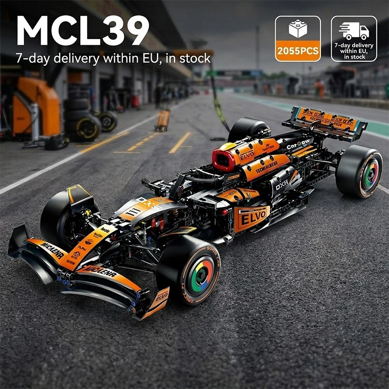 2055-teiliges Technik-Modellbausatz im Maßstab 1:8 MCL39 Sportwagen – City Speed Racing Fahrzeug Rennmodell-Kit – DIY-Montagespielzeug für Erwachsene und Jungen – Ideales Geburtstags- und