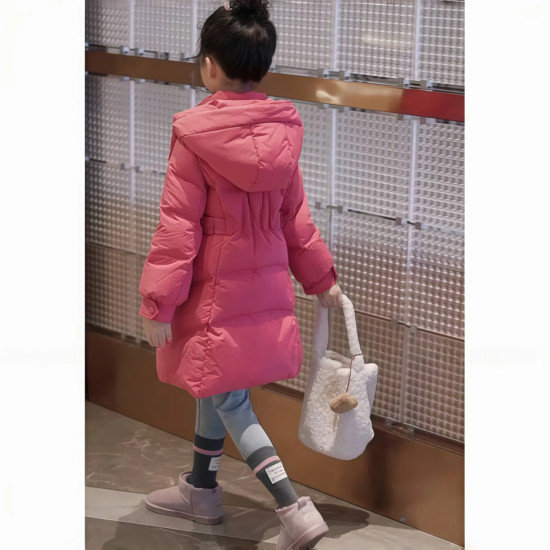 

2025 Winter Girls Fashion Long Hooded Thick Warm Parkas Kids Children Coat Outerwear