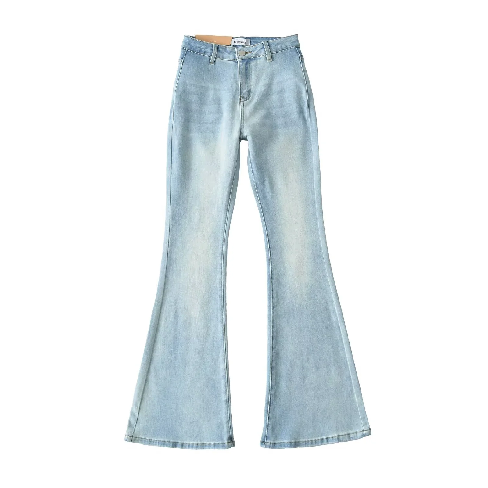 

Slim Fit High Waist Bell Bottom Jeans Women's Spring Autumn Retro Distressed Denim Pants Long Leggings Fashionable Trendy