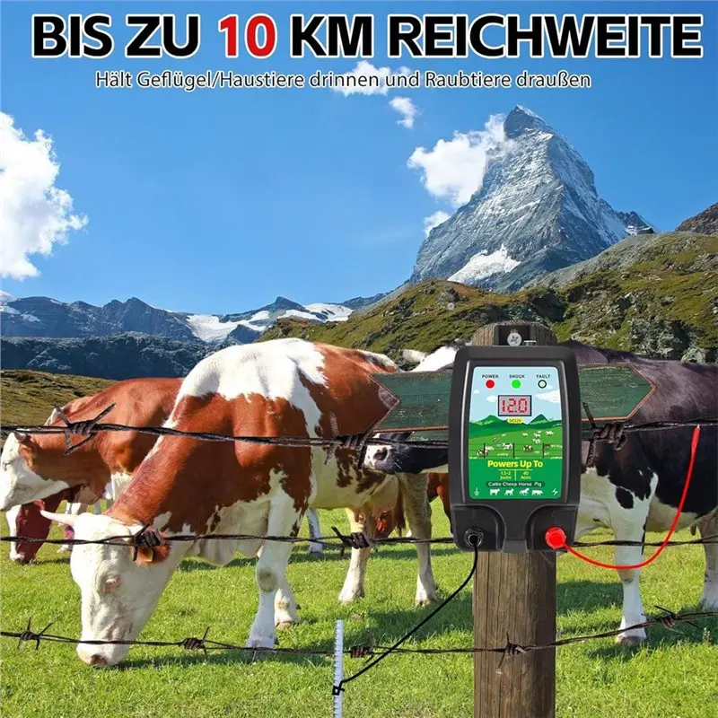 Y50A-Electric Fence Device 12 V With LED Display, Electric Shepherd 2J Output For 10 Km Range, For Farm Animals,Eu Plug