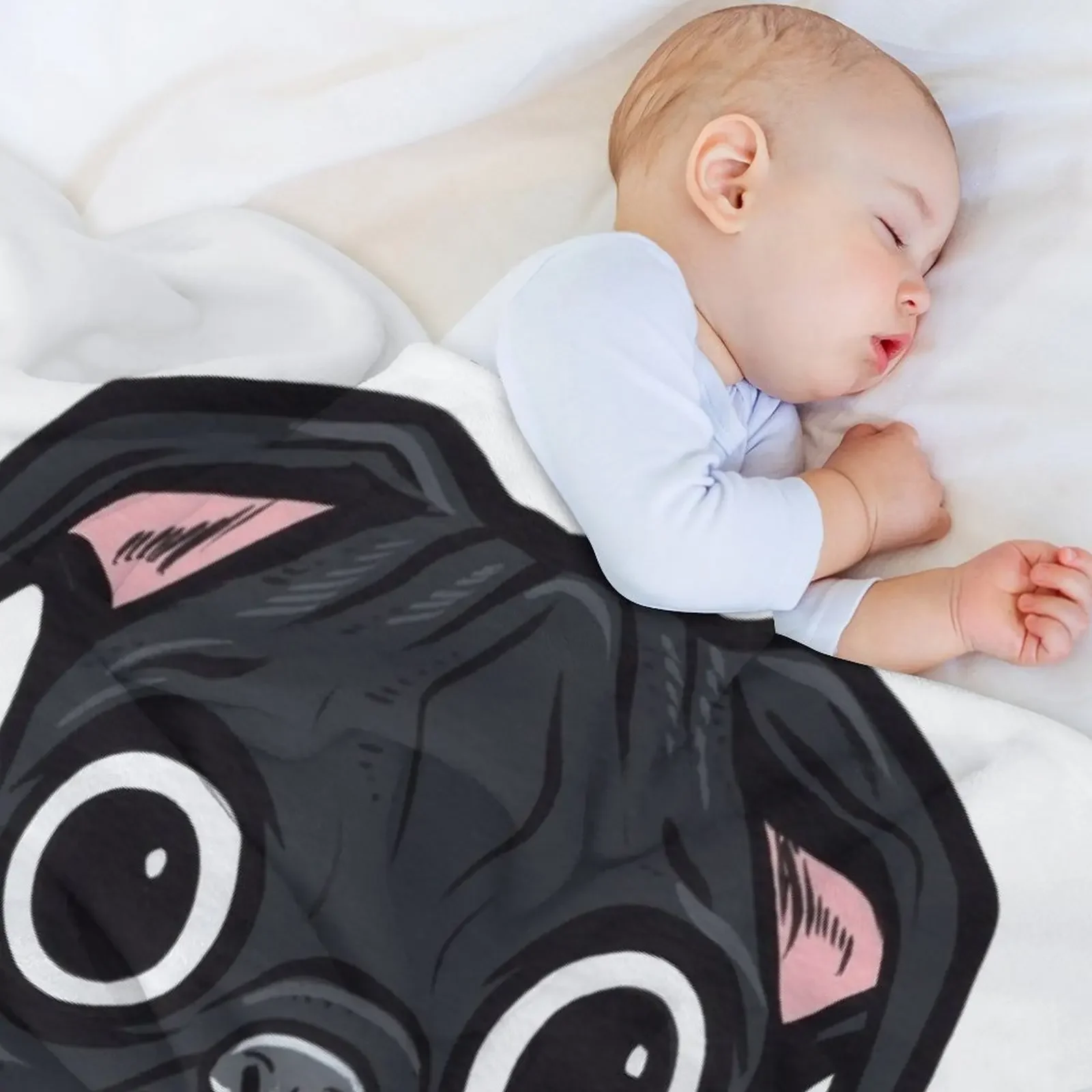 Black Pug Hoodie Throw Blanket Bed linens Sofa Throw Luxury Thicken Sleeping Bag Blankets