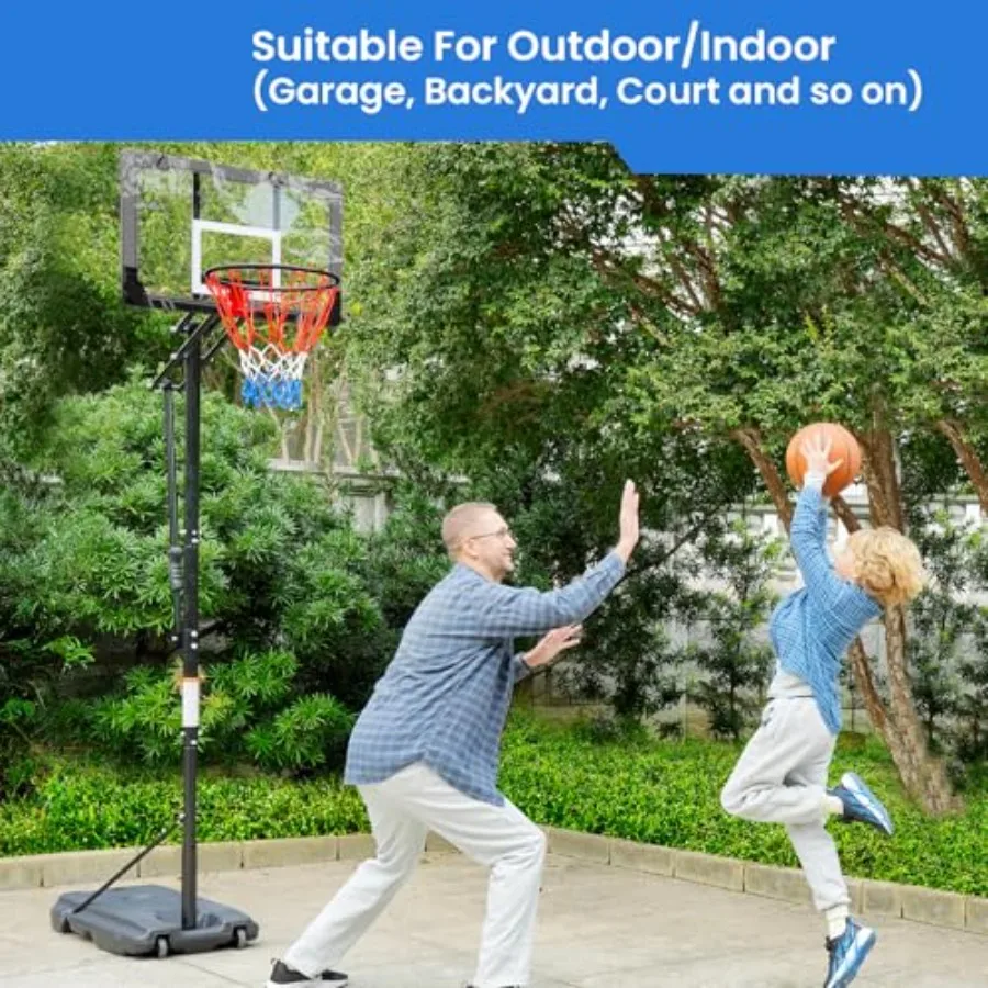 Баскетбольное кольцо, легко регулируемое, 4.08.5 футов, портативная система баскетбольных ворот для подростков, молодежи, 33, небьющаяся доска, уличная Ind