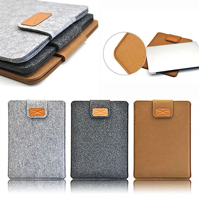 Felt Sleeve Slim Tablet Case Cover Bag for MacBooks Air Pro 11 13 15 Inch Solid Color Tablet Storage Bag Waterproof Dust proof