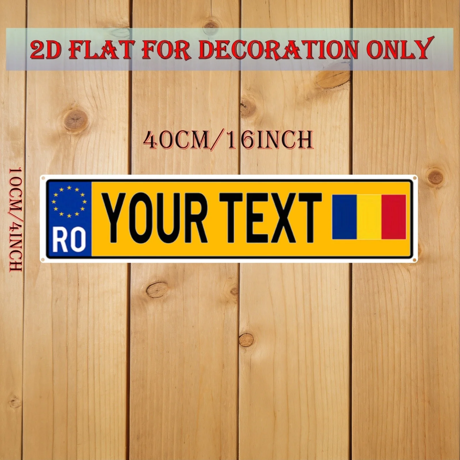 1pc 2D Flat Customizable Romania Yellow Style Plate Frame  Personalized Text, Durable Aluminum, Office Artwork  Decorative Sign,