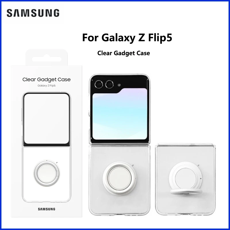 Genuine Original Samsung Galaxy Z Flip5 Clear Gadget Case Transparent Polycarbonate Smartphone Protective Cover EF-XF731