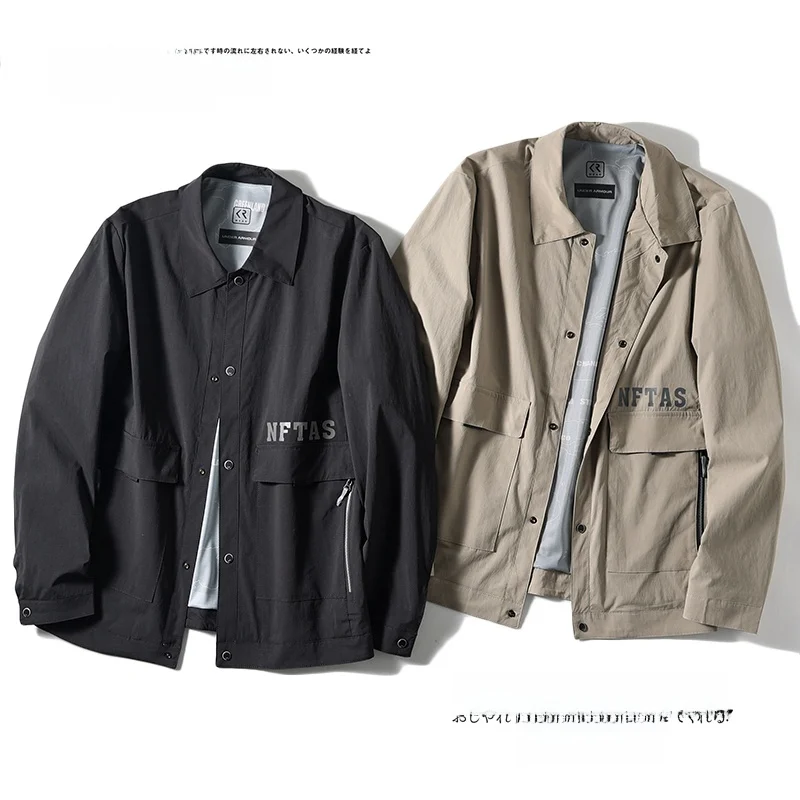 

Мужская демисезонная рабочая куртка с воротником из легкой водонепроницаемой ткани премиум-класса, облегающая, в городском стиле